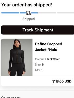 Lululemon cropped define jacket size 6